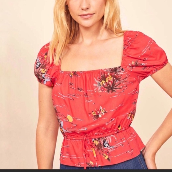 Reformation Lenny Top in Fiji Tropical Print Size Small - Picture 3 of 11